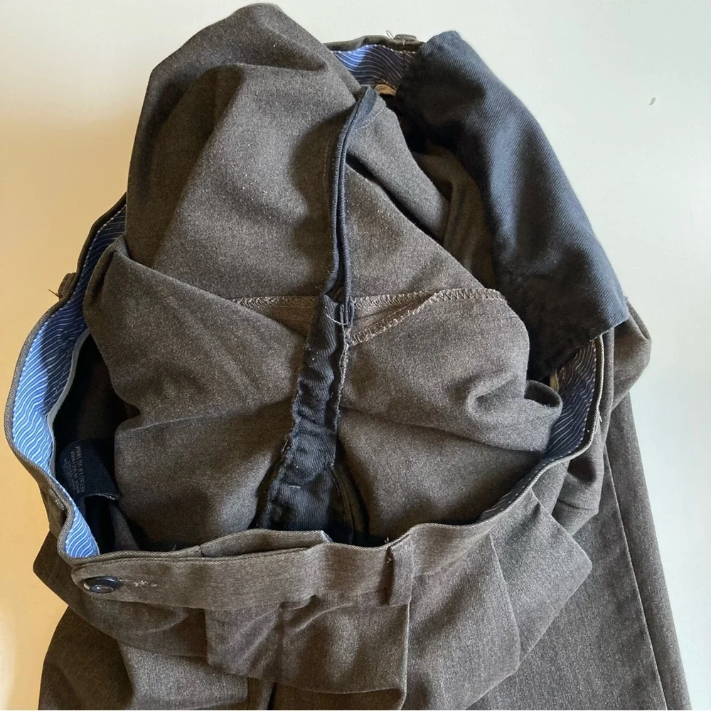 Axist Men's Charcoal Grey Flannel Double Pleat Cuffed Trousers |‎ 34 X 30